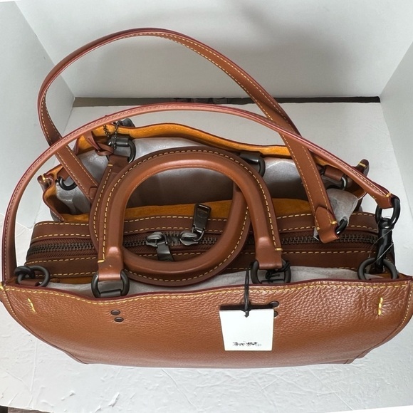Coach LARGEST Rogue 36 Glovetanned Leather Top Handle Saddle Brown 54556 Bag - Picture 5 of 16